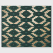 Bohemian Gold Forest Green Ikat Pattern Cadeaupapier (Vlak)