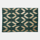 Bohemian Gold Forest Green Ikat Pattern Theedoek (Horizontaal)