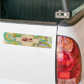 Bohemian Green Doodle Motif Nom Sticker (Sur camion)