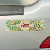 Bohemian Green Doodle Pattern Name Sticker (Op auto)