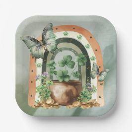 Bohemian Green Watercolor Rainbow Illustration Papieren Bordje