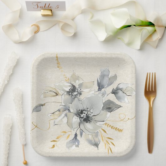 Bohemian Grey Floral Paper Bord (Huwelijk)