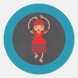 Bohemian Gyspsy Dancing Girl Ronde Sticker