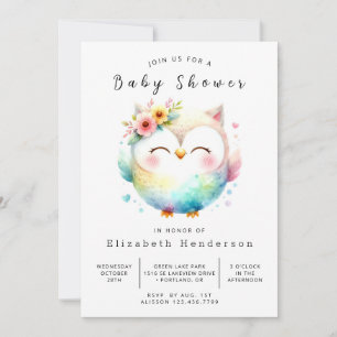bohemian happy owl-Baby shower Kaart