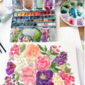 Bohemian heldere bloemenboog script chique bruilof kaart