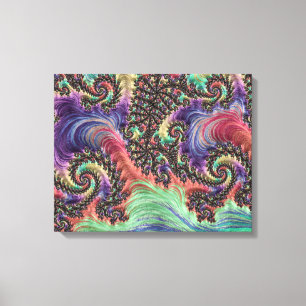 Bohemian Hippie Colorful Jewel Tone Fractal Art Canvas Afdruk