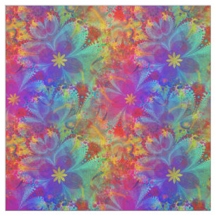 Bohemian Hippie Rainbow Floral Pattern Stof