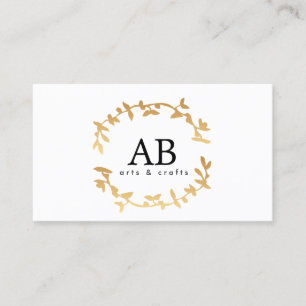BOHEMIAN LEAF KRANS MONOGRAM in GOUD Visitekaartje