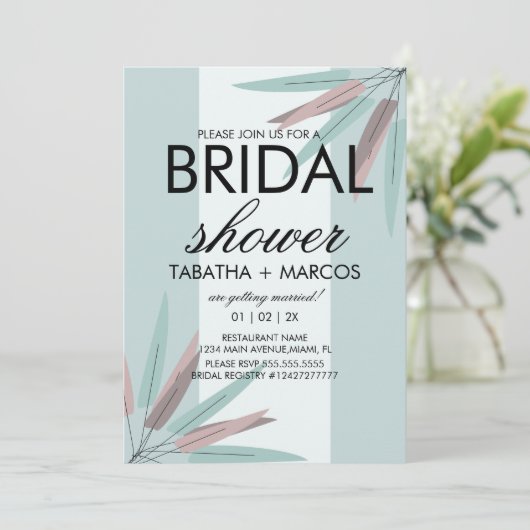 BOHEMIAN Leaf Tribal Vrijgezellenfeest Roze Blauwg Kaart (Staand voorkant)