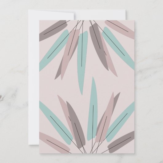 BOHEMIAN Leaf Tribal Vrijgezellenfeest Roze Blauwg Kaart (Achterkant)