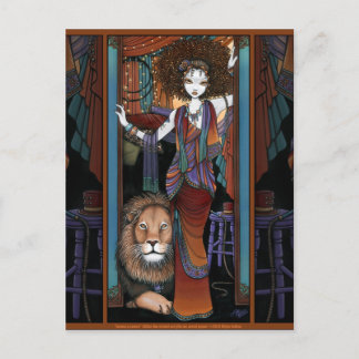 Bohemian Lion Tamer Girl Circus Preformer Leona Briefkaart