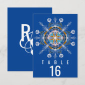 Bohemian Mandala Mustard Blue Seating Wedding Kaart (Voorkant / Achterkant)