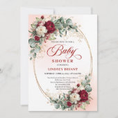 Bohemian Marsala Floral Baby Shower Invitation (Devant)