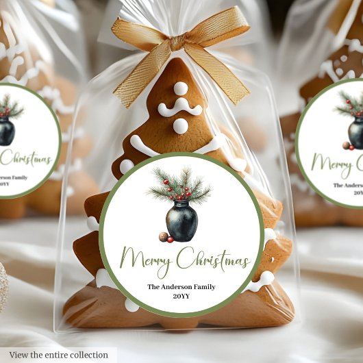 Bohemian Modern Christmas Bouquet Holiday Sticker