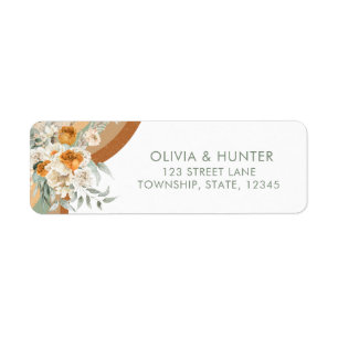 Bohemian Modern Terracotta Wedding Return-adres Etiket