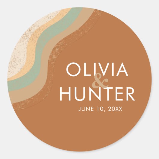 Bohemian Modern Terracotta Wedding Ronde Sticker (Voorkant)