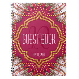 Bohemian Monogram Guest Book Red Gold Eastern Notitieboek