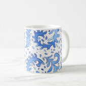 Bohemian Monogrammed Blue & White Personalized Mug Koffiemok (Voorkant rechts)