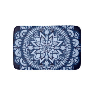 Bohemian Navy Blue Tie Dye Mandala Badmat