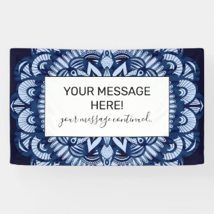 Bohemian Navy Blue Tie Dye Mandala Spandoek