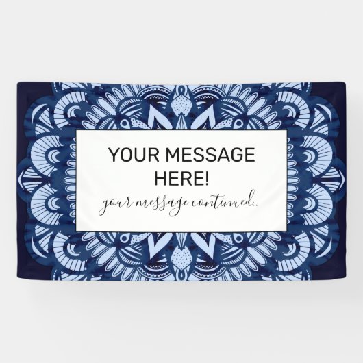 Bohemian Navy Blue Tie Dye Mandala Spandoek (Horizontaal)