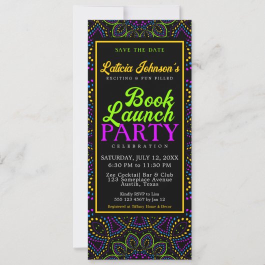 Bohemian Neon Nights Boekenlancering Kaart (Voorkant)