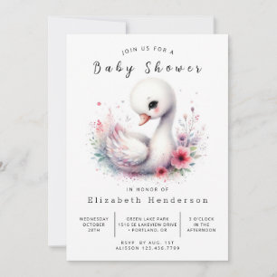Bohemian Online Swan Baby shower Kaart