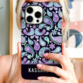 Bohemian Paisley Paarse aangepaste naam Case-Mate iPhone Case