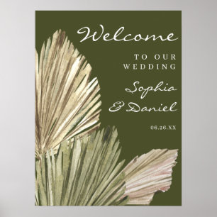 Bohemian Palm Leaves Weddenschap Welkomstteken Poster
