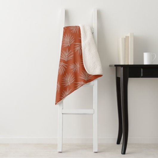 Bohemian Palm Pattern Sherpa Deken (In situ)