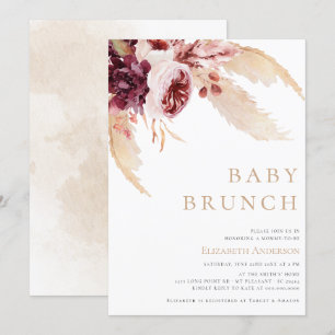 Bohemian Pampas Desert Grass Brunch Baby shower Kaart