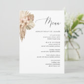 Bohemian Pampas Gras Herfst Bruiloft Diner Menu (Staand voorkant)