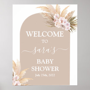Bohemian Pampas Grass Baby shower Welkomstteken Poster