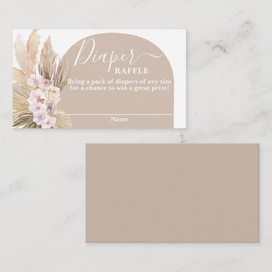 Bohemian Pampas Grass Diaper Raffle Kaart (Voorkant / Achterkant)