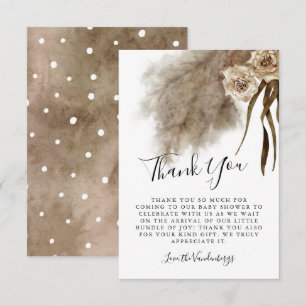Bohemian Pampas Grass Floral Herfst Baby shower Bedankkaart