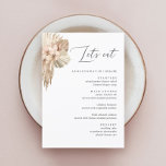 Bohemian Pampas Grass Mariage Dîner Menu<br><div class="desc">Bohemian Pampas Grass Mariage Diner Menu,  Rustic Dîner Mariage et Boissons Menu,  Calligraphie Simple Menus Mariage Rustique Menus Mariage,  Rustic Mariage Menu,  Floral Wedidng Menu,  Mariage Table Menu</div>