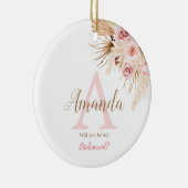 Bohemian Pampas Grass Pink Bridal Bridesmaid Keramisch Ornament (Rechts)