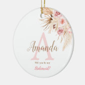 Bohemian Pampas Grass Pink Bridal Bridesmaid Keramisch Ornament (Links)