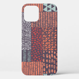Bohemian patchwork: met de hand getekend naadloos iPhone 12 hoesje