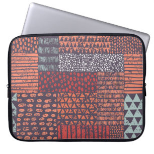 Bohemian patchwork: met de hand getekend naadloos laptop sleeve