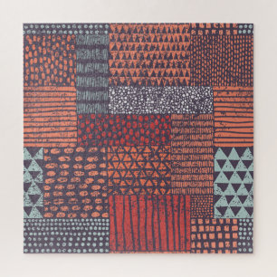 Bohemian patchwork: met de hand getekend naadloos legpuzzel