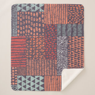 Bohemian patchwork: met de hand getekend naadloos sherpa deken