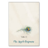 Bohemian Peacock Feather Blauwgroen Place Card Kaart (Voorkant)
