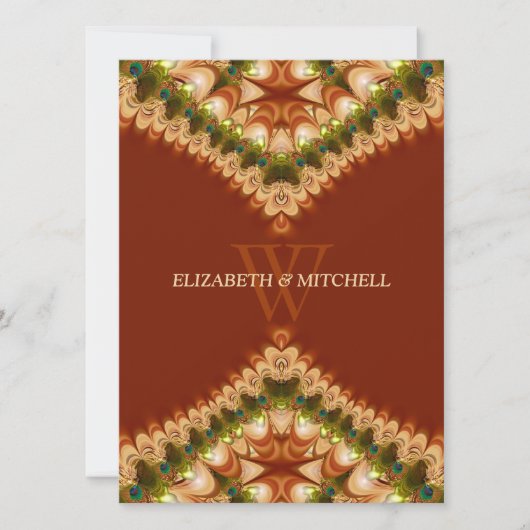 Bohemian Peacock Lace Wedding Invitations Kaart (Voorkant)