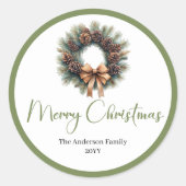 Bohemian Pine Wreath Minimalist Gift Sticker (Devant)