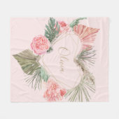Bohemian Pink Monogram Aangepast Fleece Deken (Voorkant (Horizontaal))
