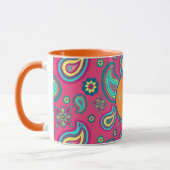 Bohemian Pink Paisley Pattern Custom Name Monogram Mok (Links)