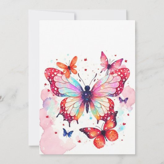 Bohemian Printable Vlinder Meisje Verjaardag Kaart (Achterkant)