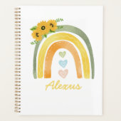 Bohemian Rainbow Sunflower gepersonaliseerd Planner (Voorkant)