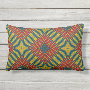 Bohemian Red Blue Yellow Cool Hippie Ethnic Tribal Buitenkussen